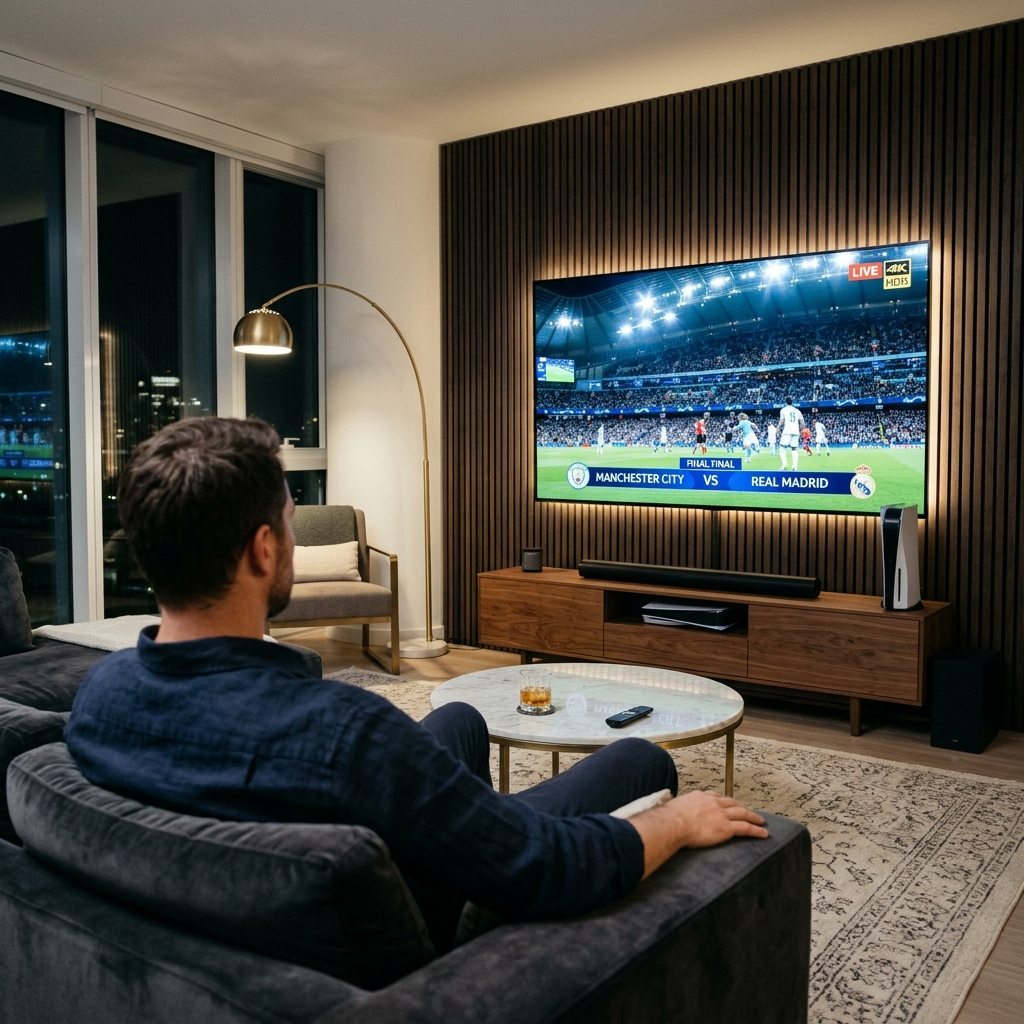 Orcaiptv ultra-fast zapping interface on 4K living room television